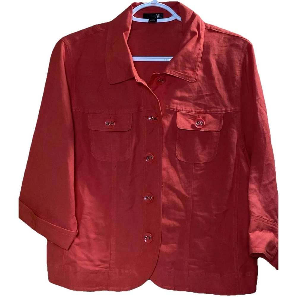 East 5th Women's Petite Large Coral Blazer Jacket Rayon Blend Lined Career PL